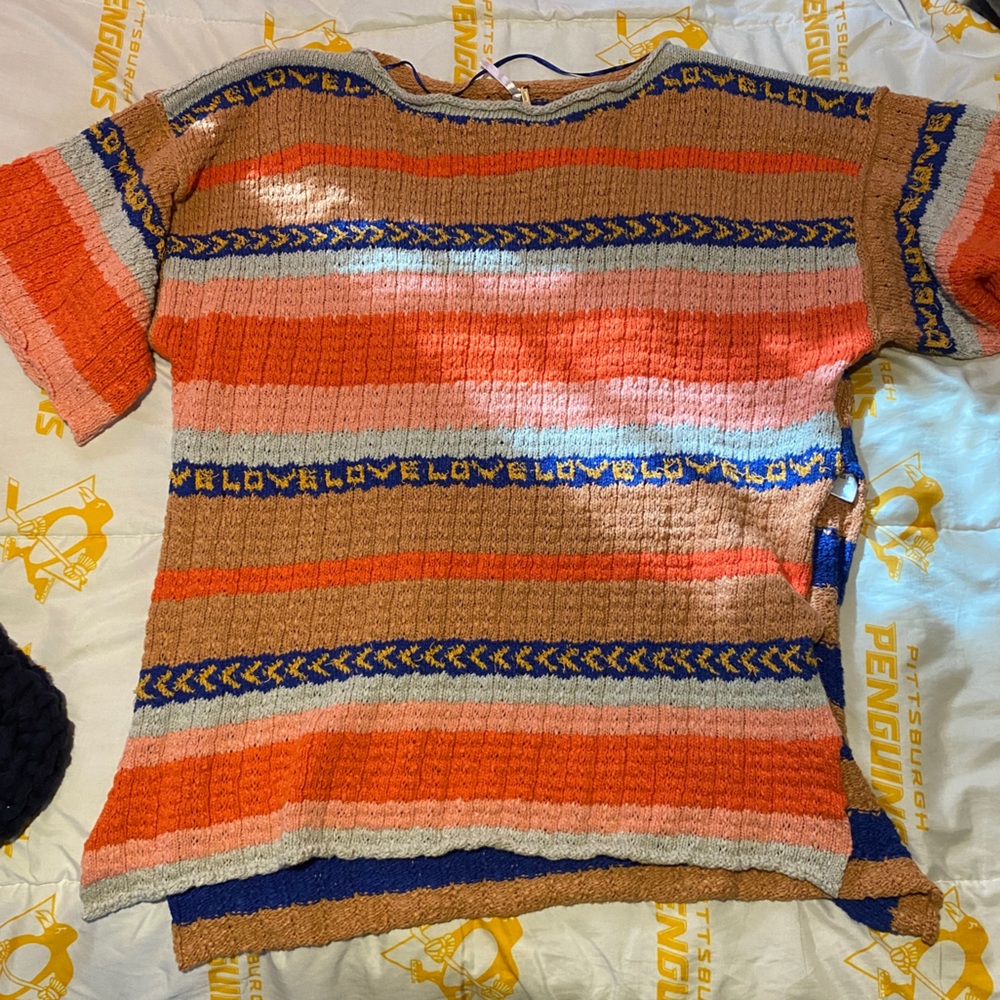 FREE PEOPLE Hidden love oversized tunic sweater top stripe knit xS - Picture 2 of 5